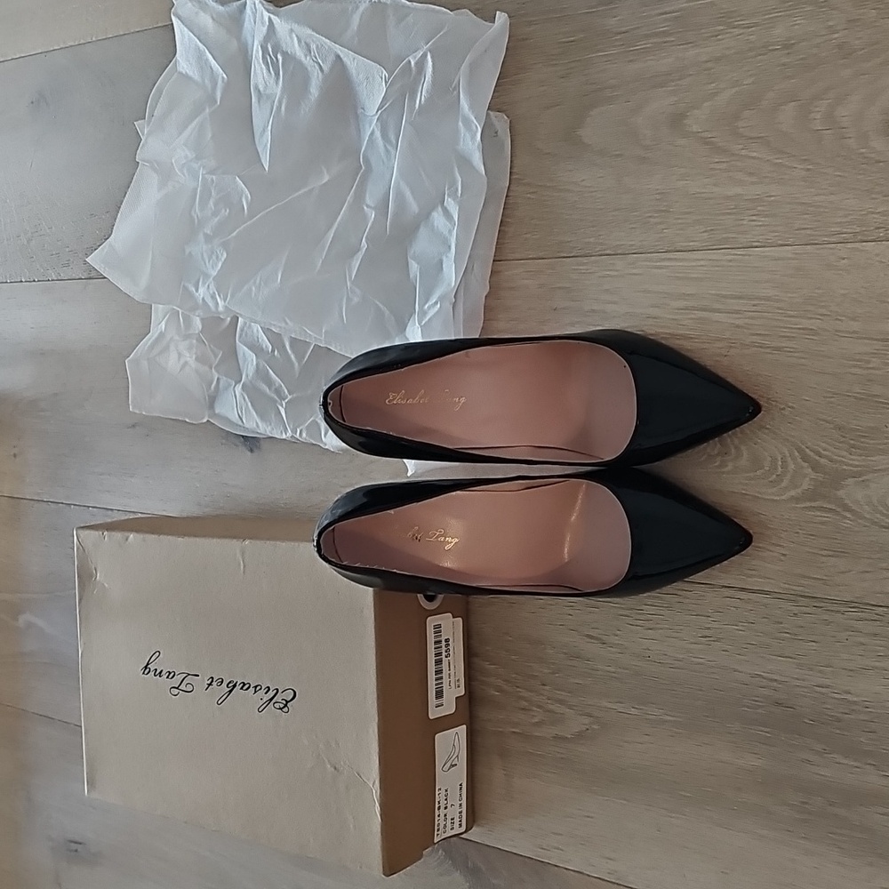 Elizabet Lang Glossy Black Heels
